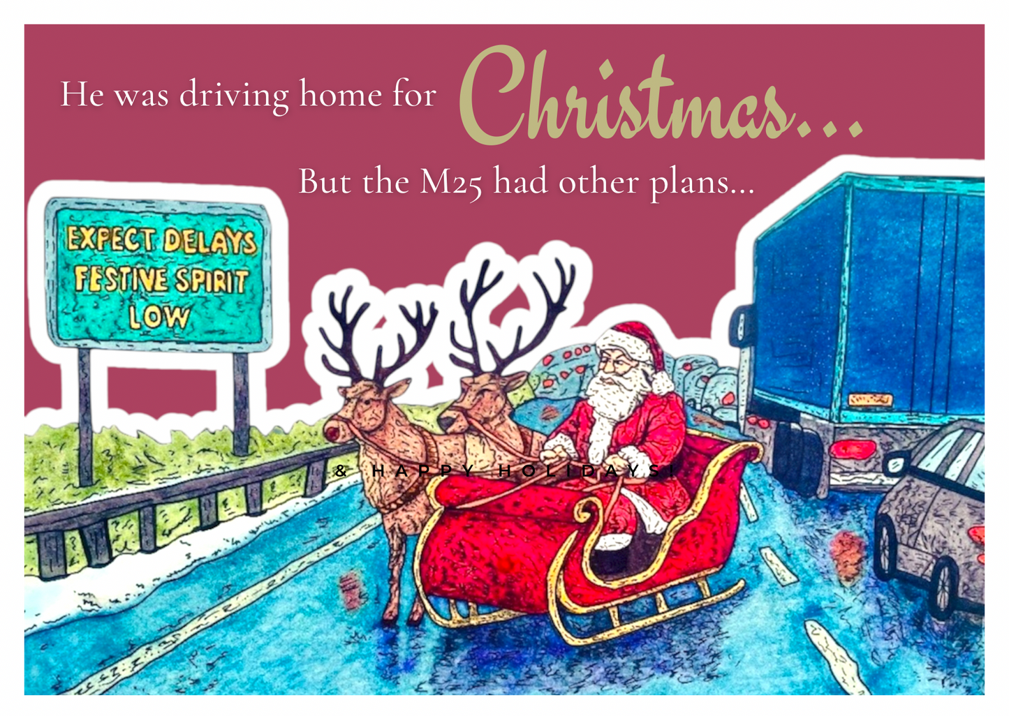 Driving Home For Christmas Card