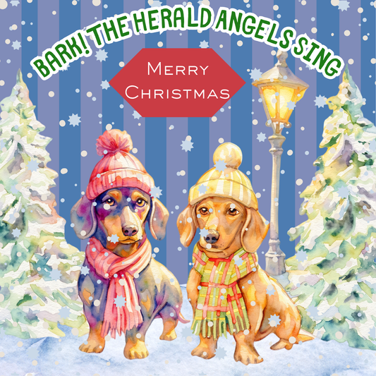 Bark! The Herald Angels Sing 6x6" Square 10-Pack Christmas Cards