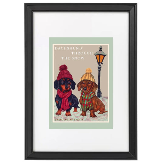 Dachshund Through The Snow 21x30cm: Black