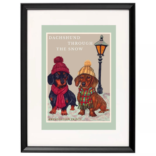 Dachshund Through The Snow 30x40cm: Black