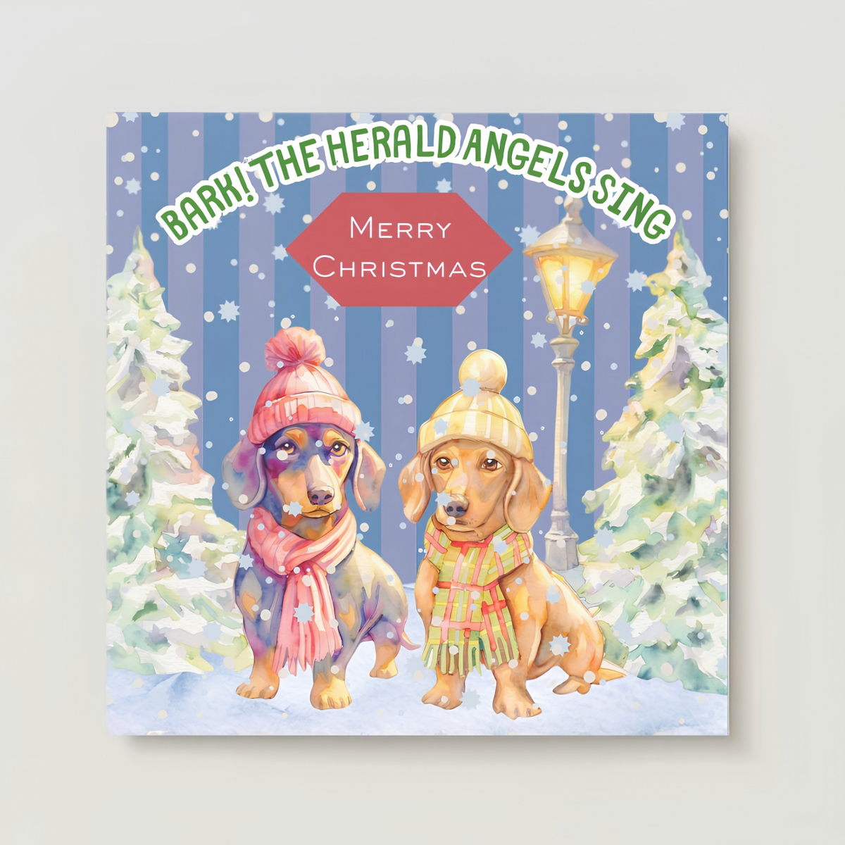 Bark! The Herald Angels Sing 6x6" Square 10-Pack Christmas Cards