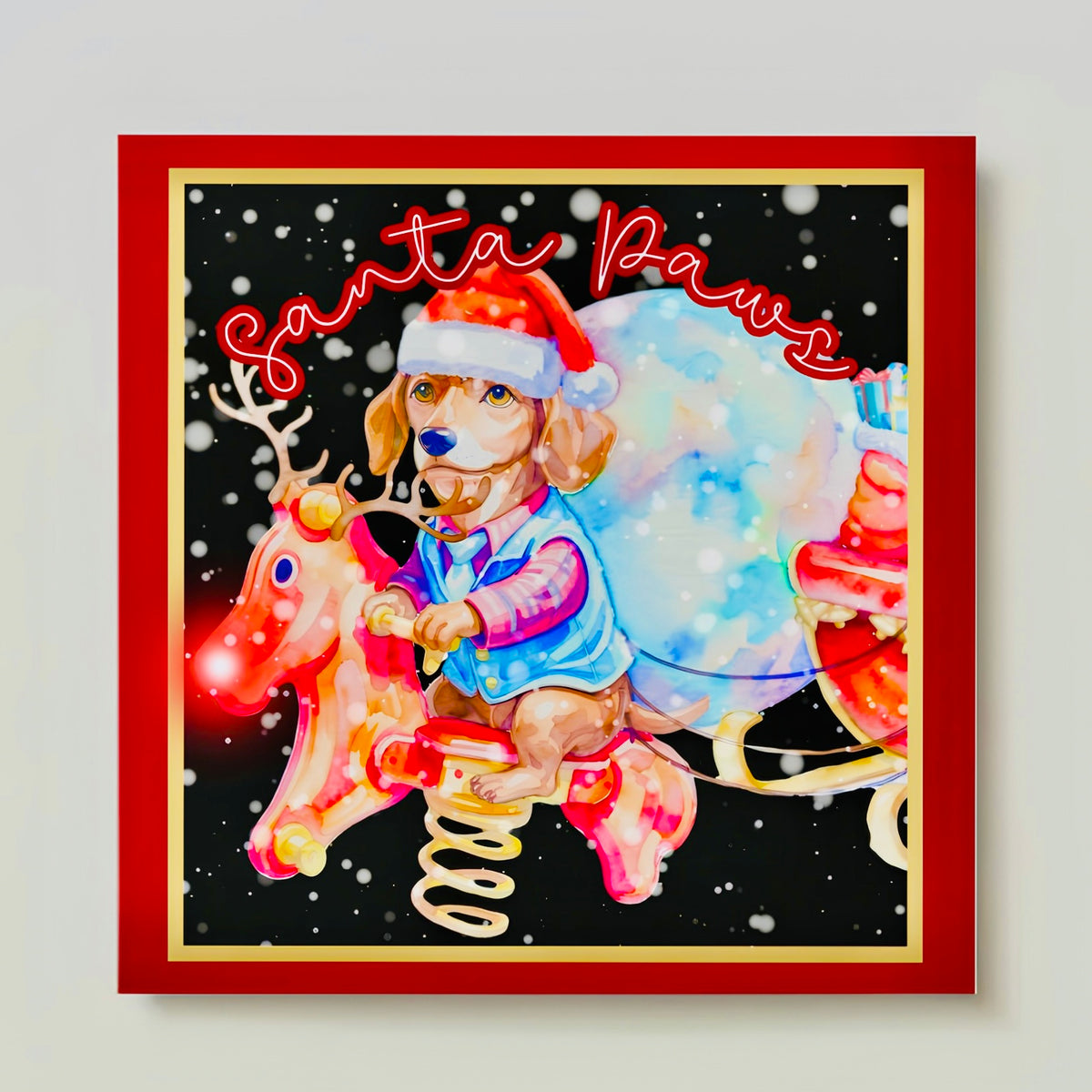 Santa Paws 6x6" Square 10-Pack Christmas Cards