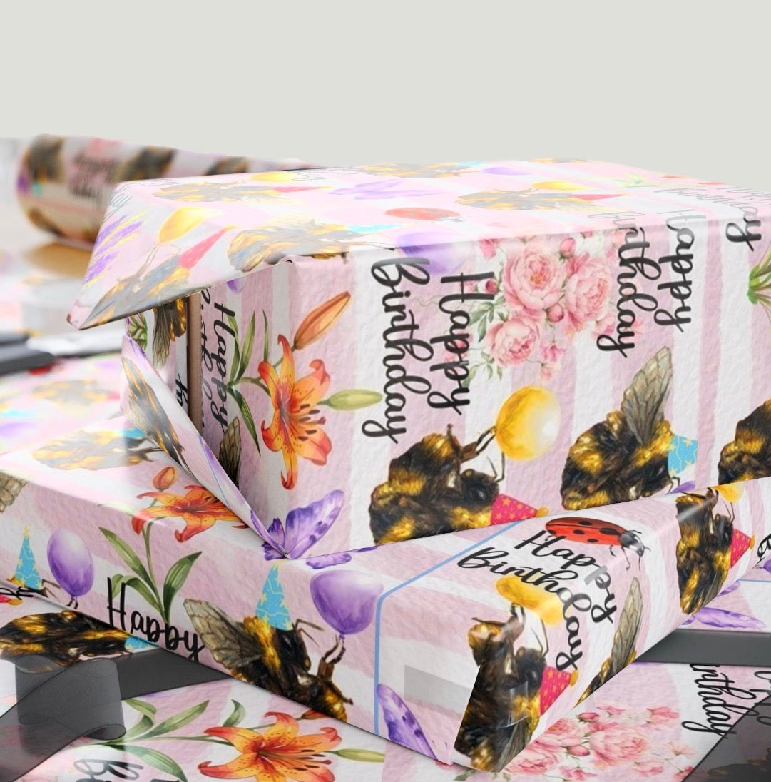 Buzzing Birthday Wrapping Paper Roll