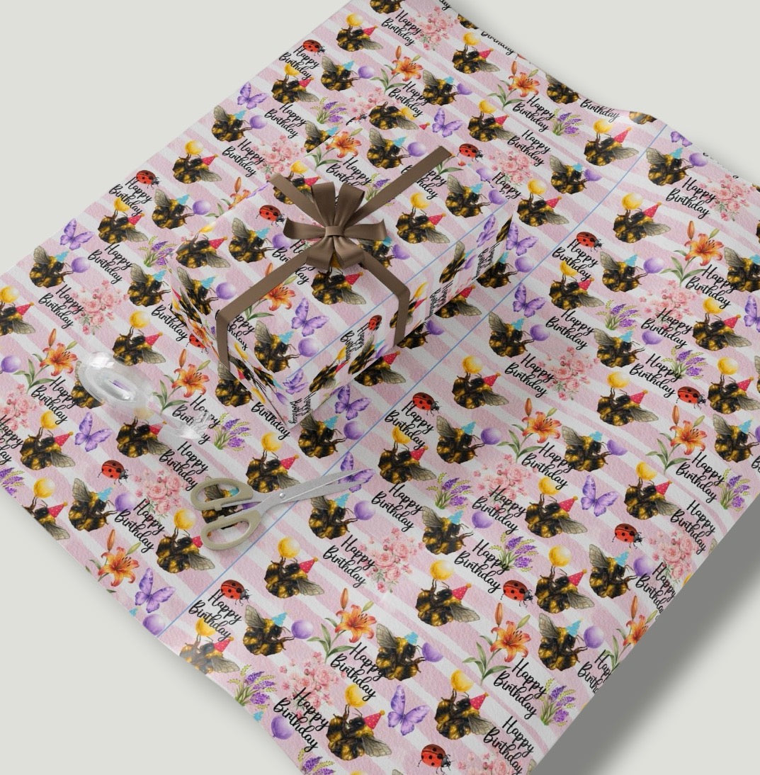 Buzzing Birthday Wrapping Paper Roll