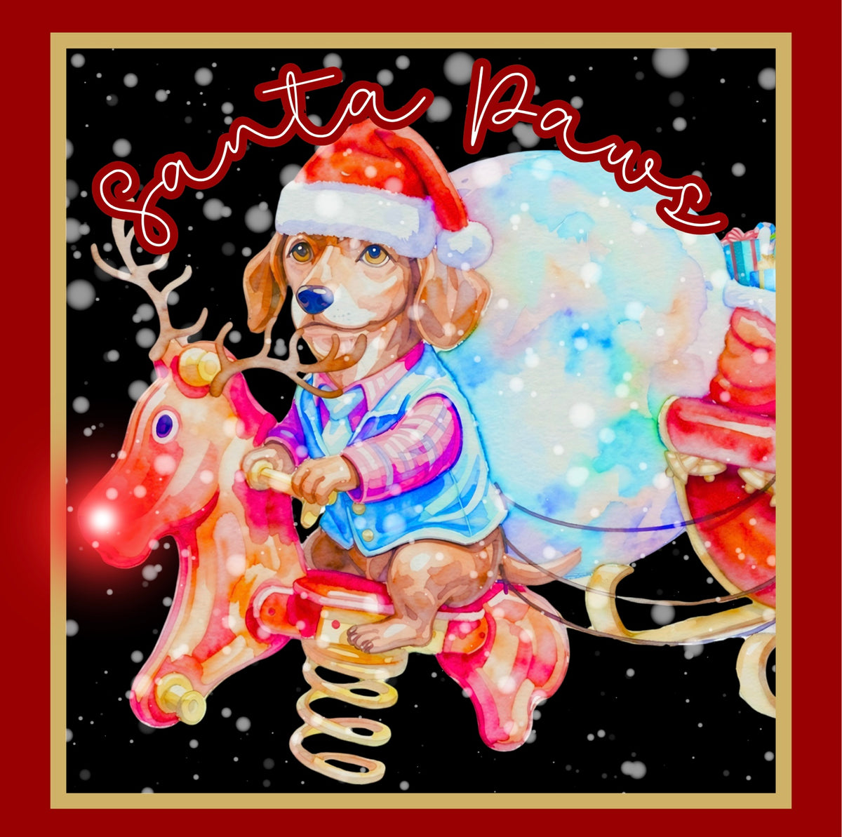 Santa Paws 6x6" Square 10-Pack Christmas Cards