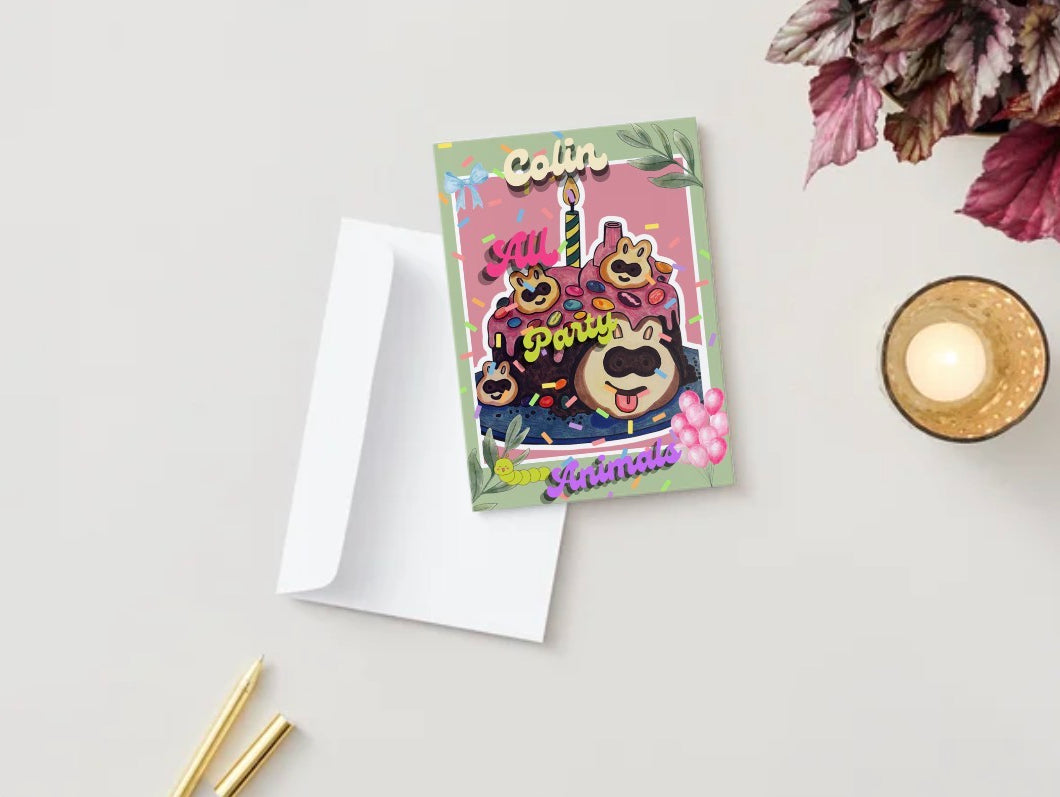Colin All Party Animals Birthday Card
