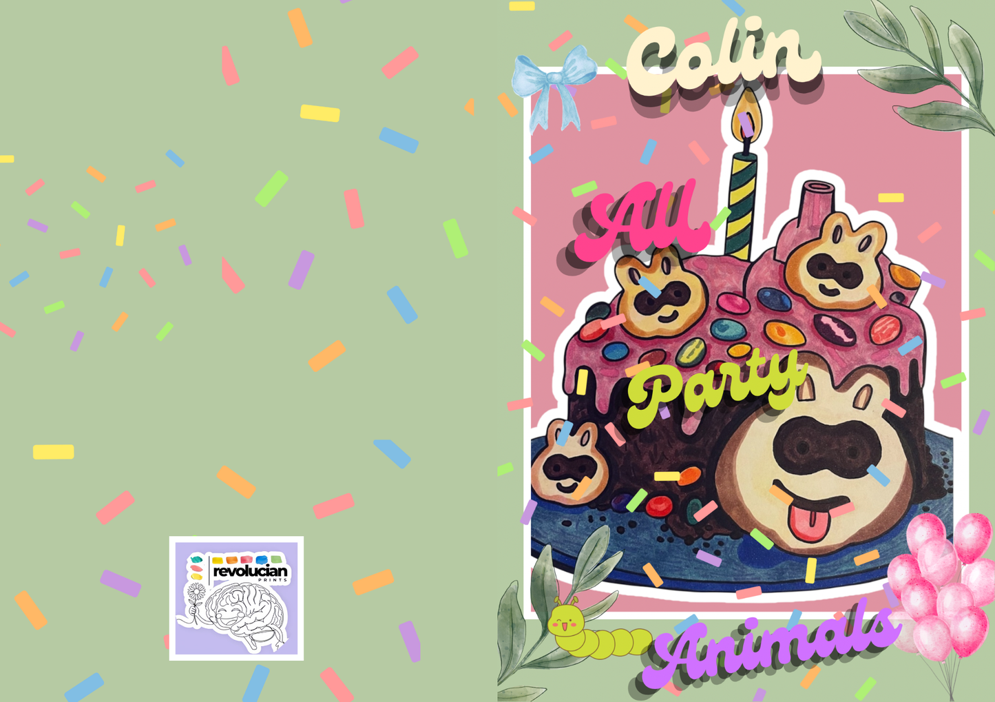 Colin All Party Animals Birthday Card