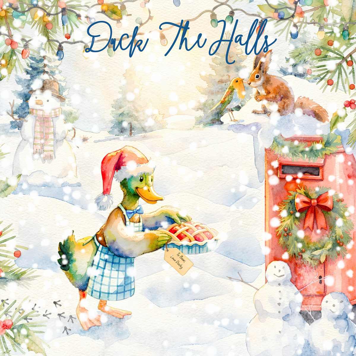 Duck The Halls 6x6" Square 10-Pack Christmas Cards