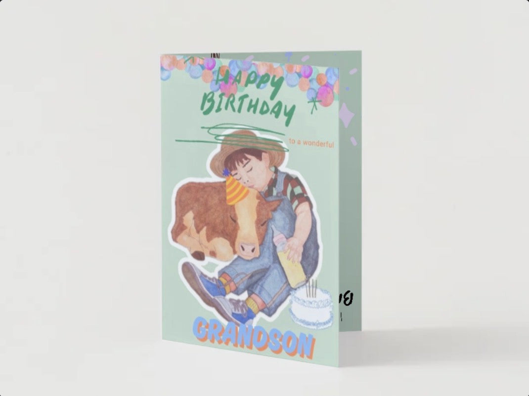 Barnyard Birthdays: Grandson Card