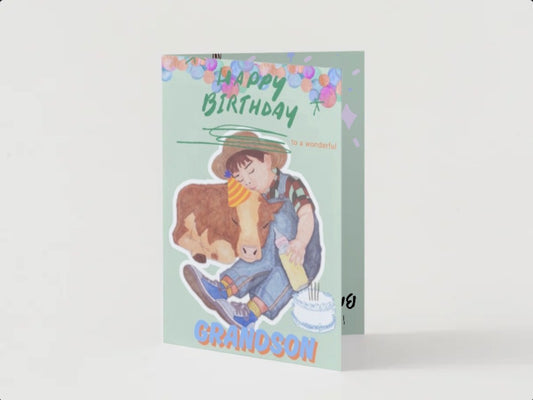 Barnyard Birthdays: Grandson Card