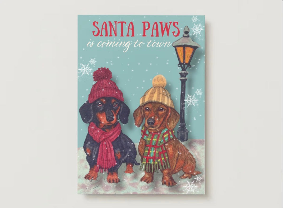 Santa Paws Is Coming To Town Christmas Card
