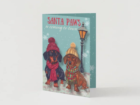 Santa Paws Is Coming To Town Christmas Card