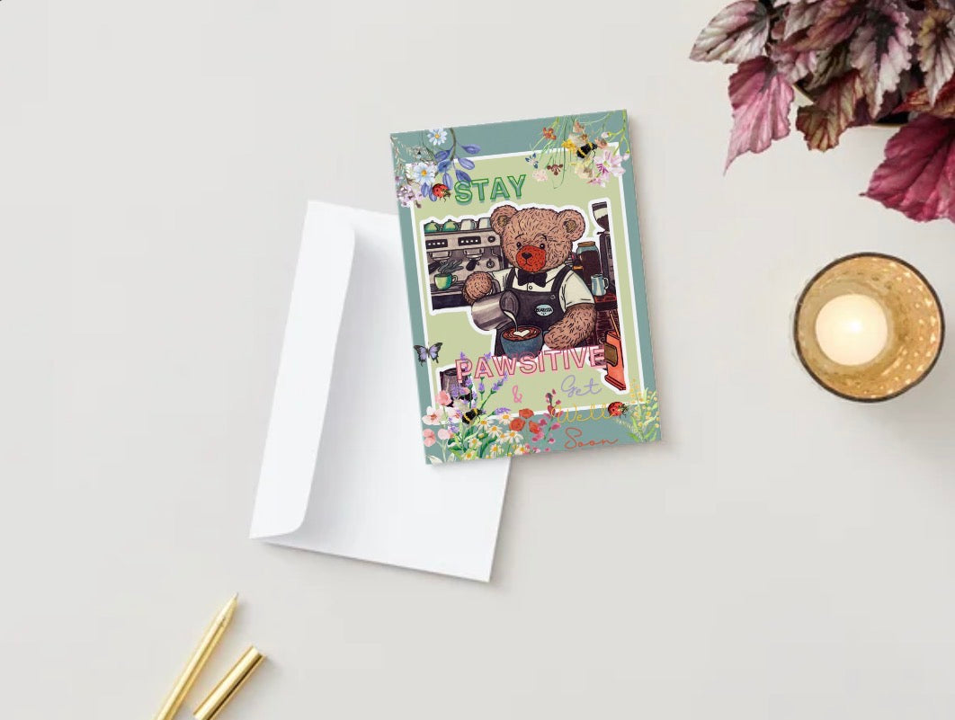 Stay Pawsitive Get Well Soon Card
