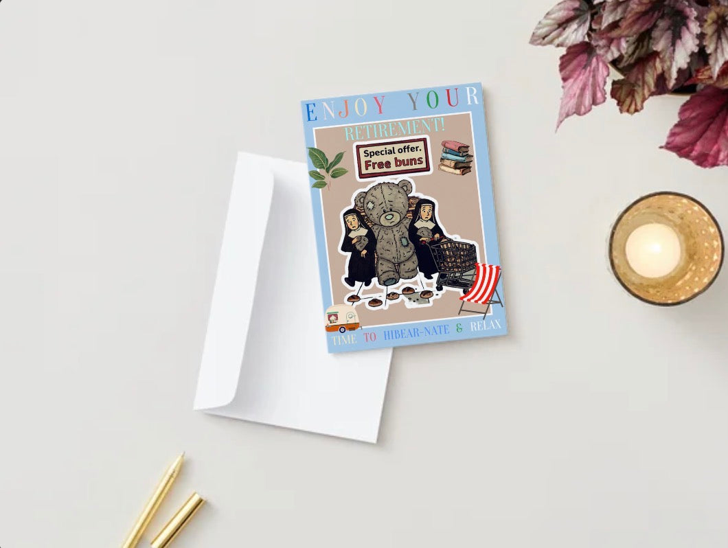 Time To Hibear-nate Retirement Card